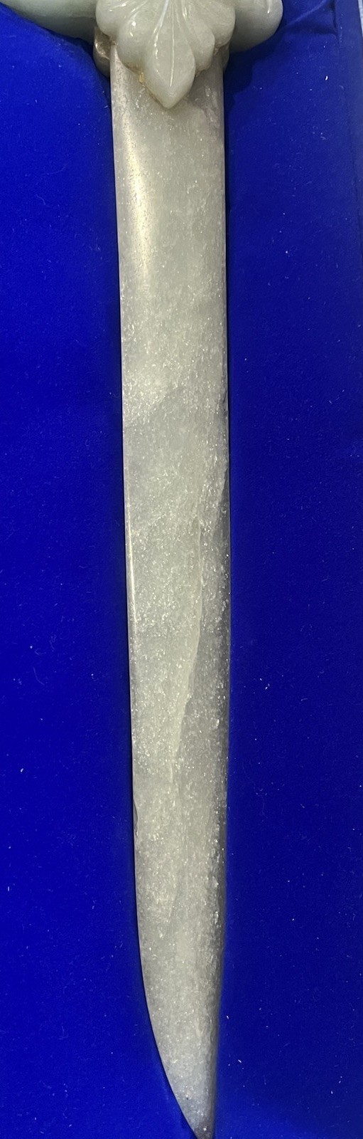 Carved jade horse hilt dagger with meticulously sculpted 18”long