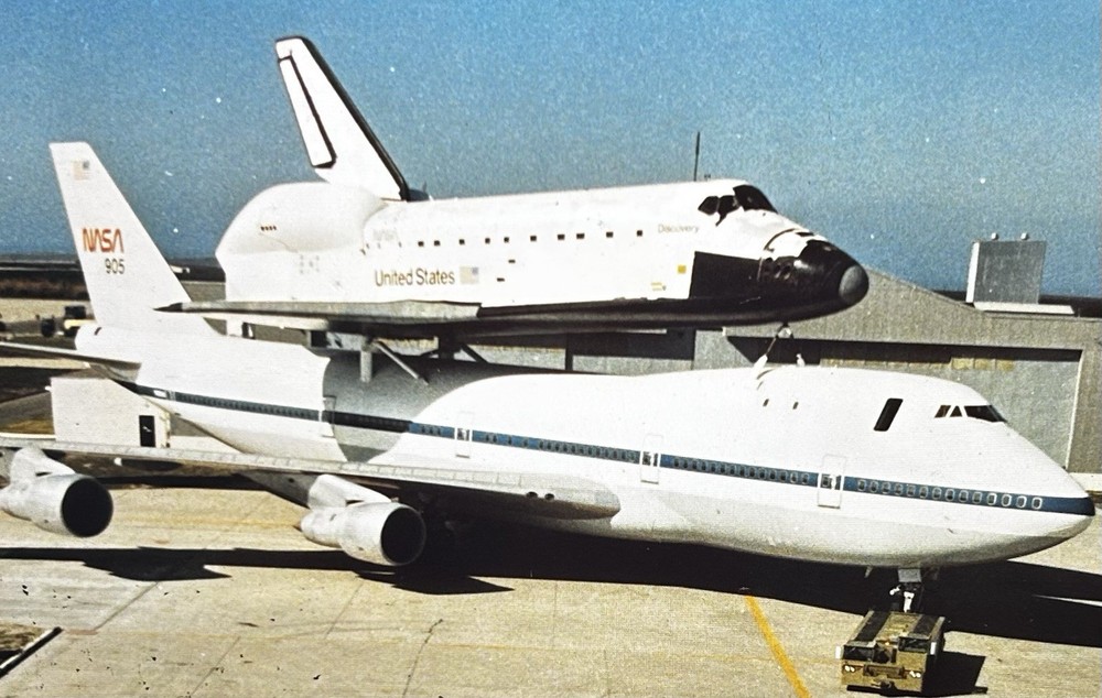1983 NASA KSC Space Shuttle Discovery Aboard 747 Presentation Transparency