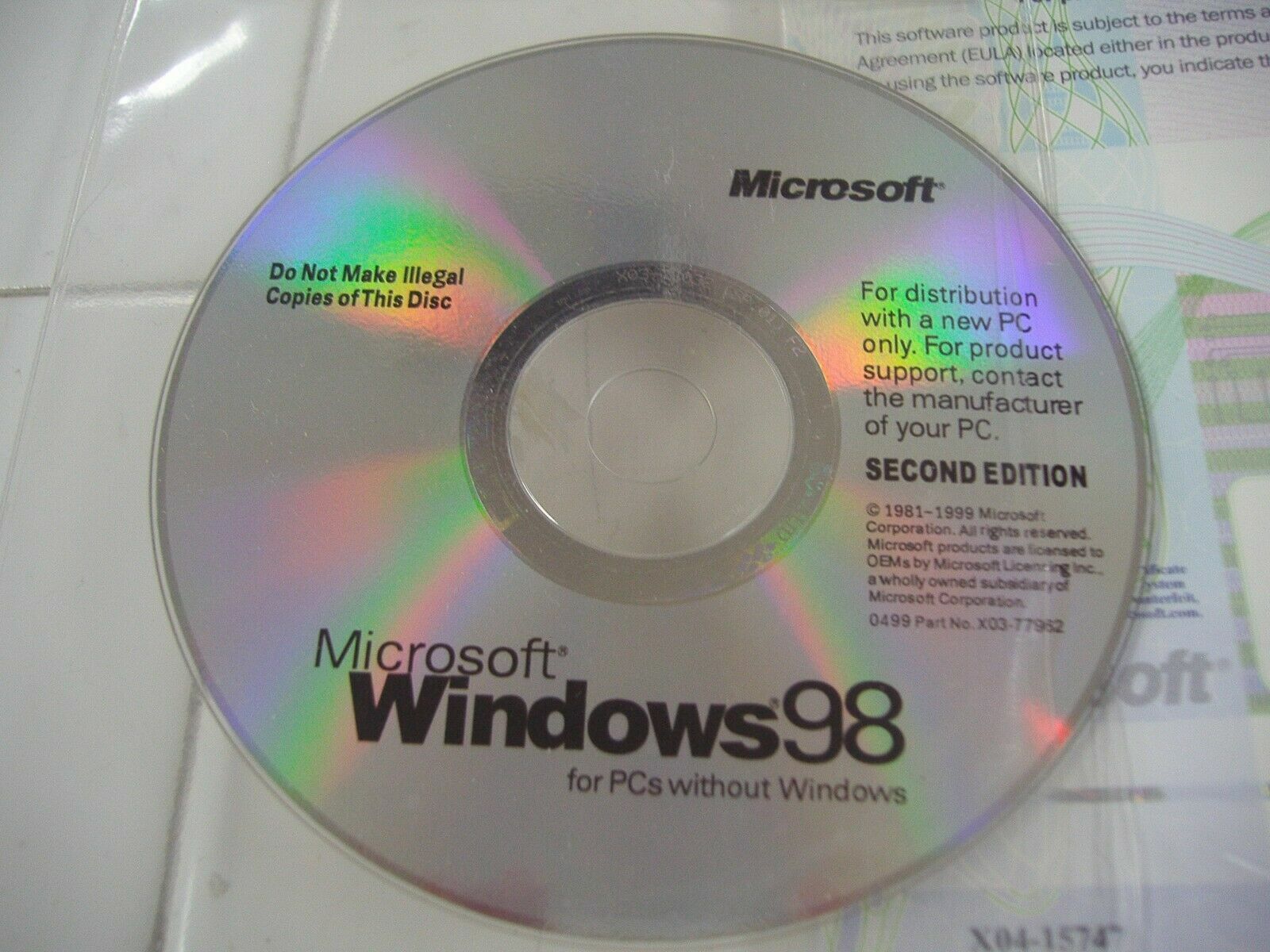 MICROSOFT WINDOWS 98 SECOND EDITION FULL OPERATING SYSTEM WIN 98 SE =NEW=