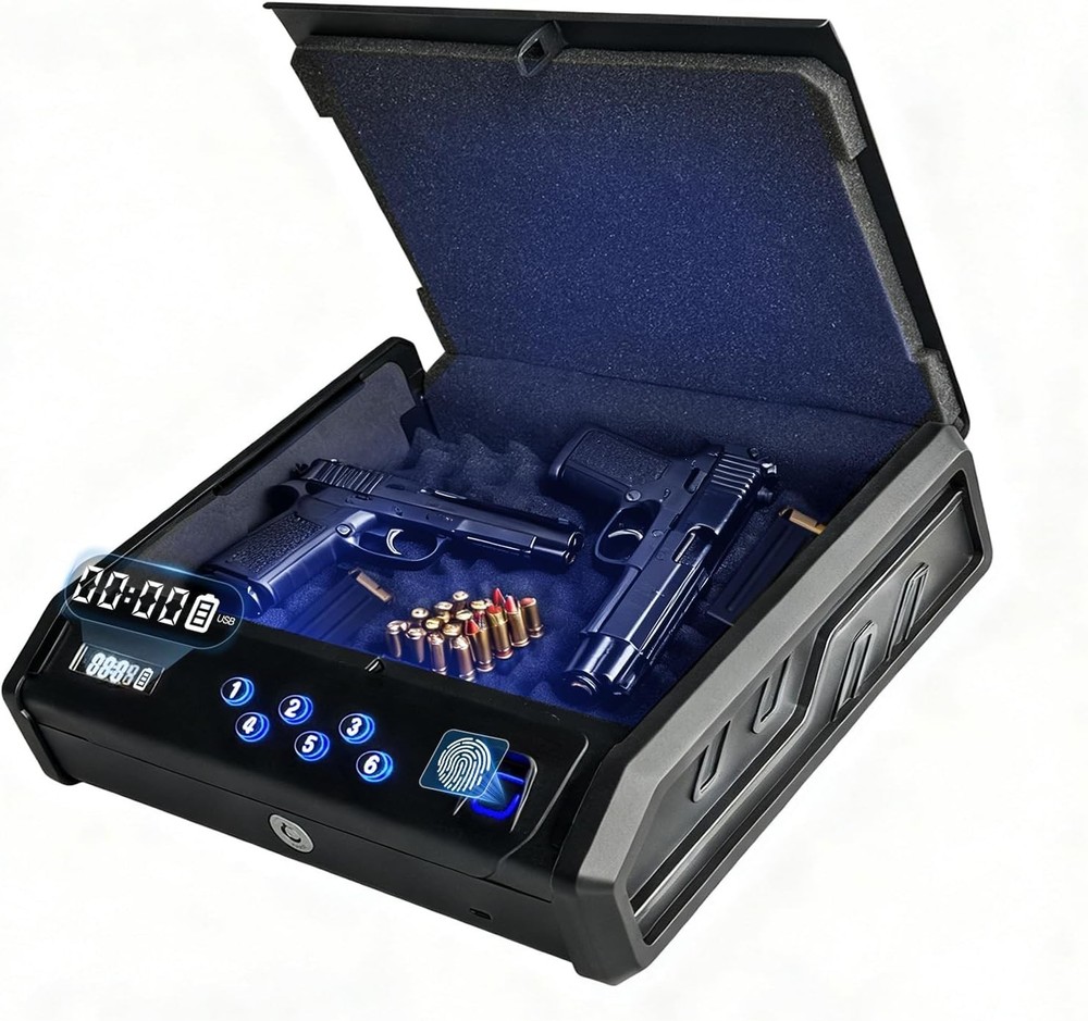 gun safe，with 3 Quick-Access Fingerprint，Passcode，Key.with LCD Display，with