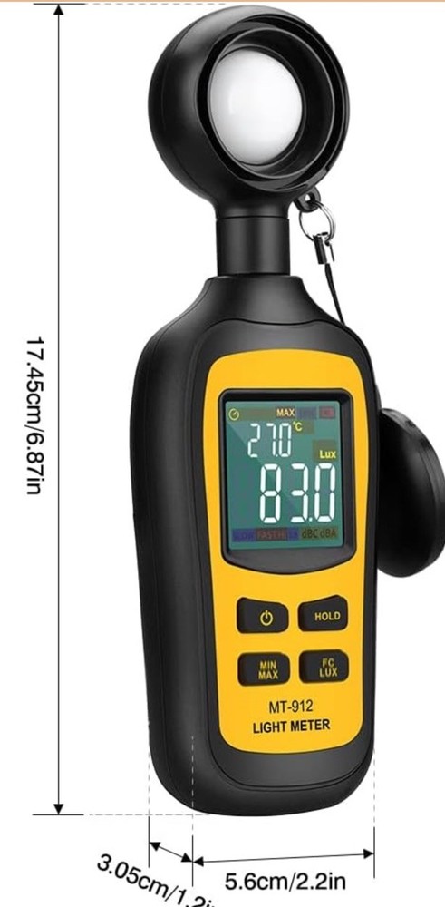 Light Meter Digital Illuminance Meter Handheld Ambient Temperature Measurer, ...