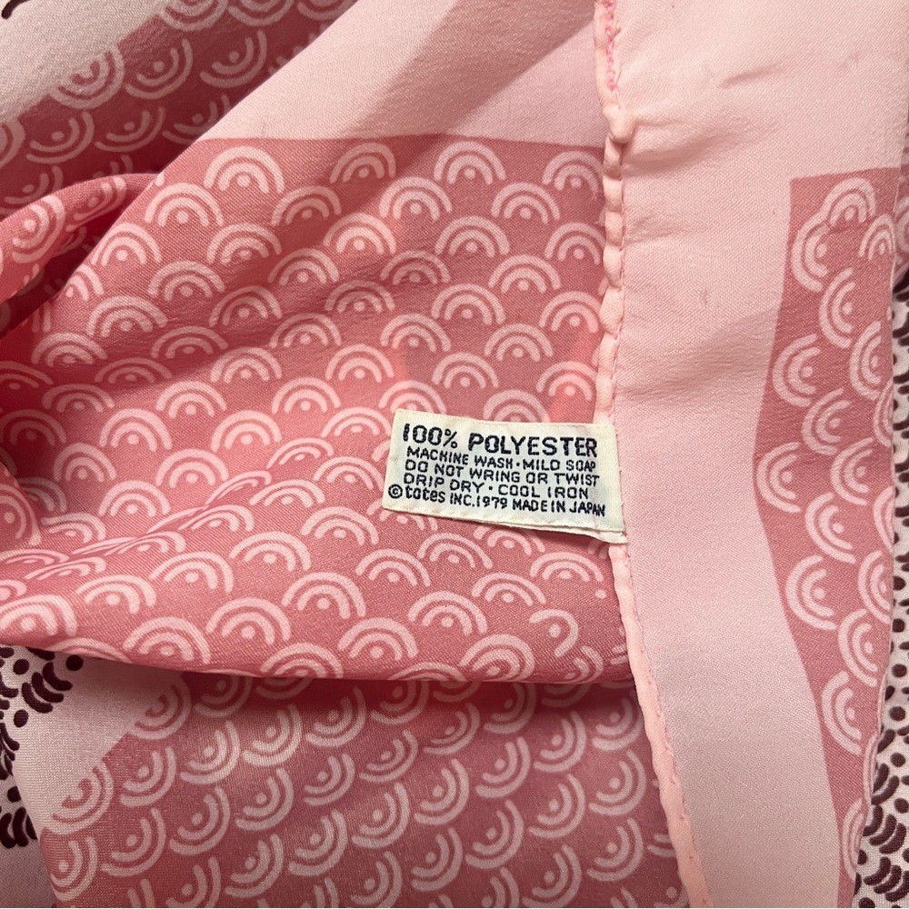 Vintage Scarf Square Retro Mod Feminine Spring Pink Burgundy Classic Office 70s