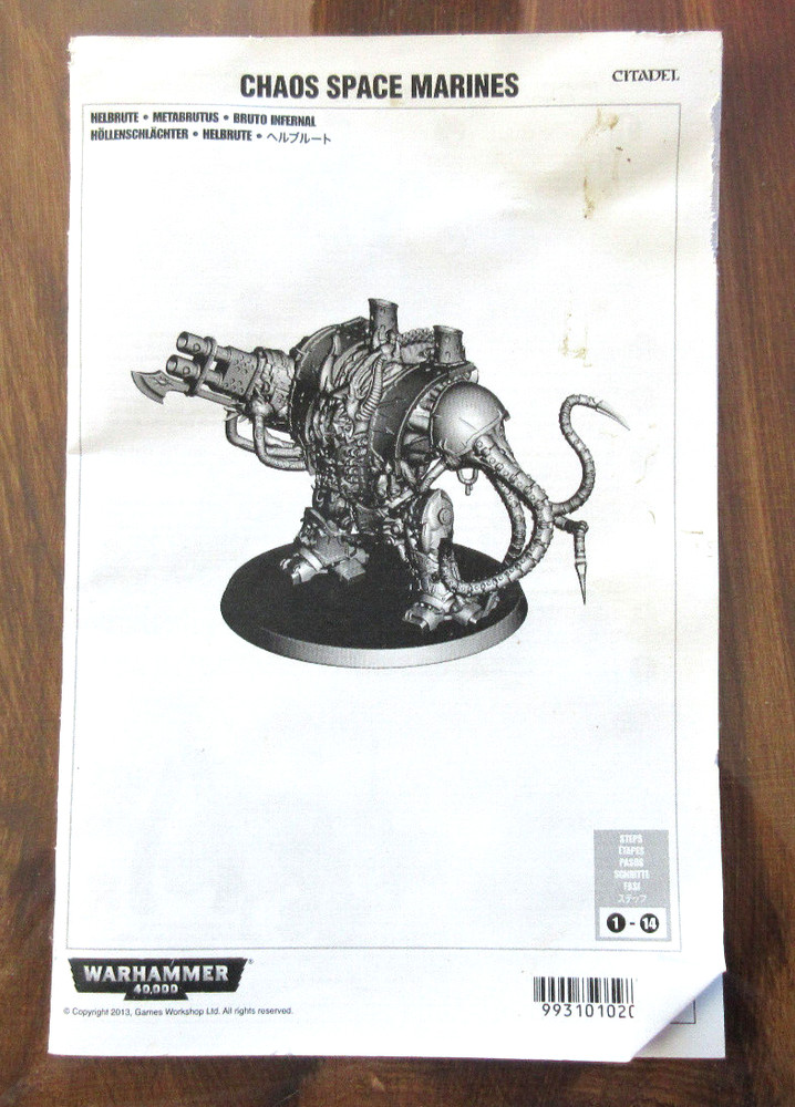 Warhammer Assembly Instruction Insert Booklet : Chaos Hellbrute