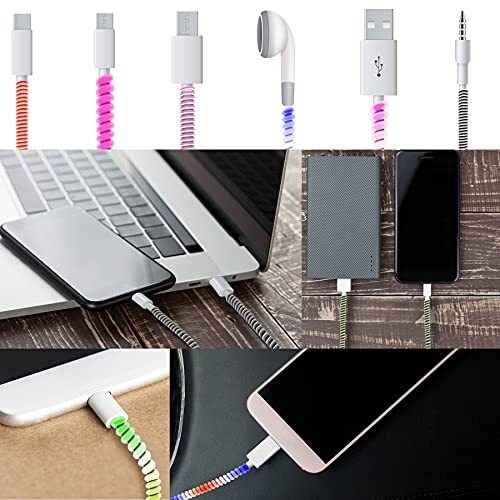 Spiral Cable Protector Headphone Cable Saver9 Pc Cable Protector/Wire Repair/...