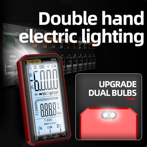 Digital Multimeter, Voltmeter Smart Electrical Tester 6000 Counts with 620A Red
