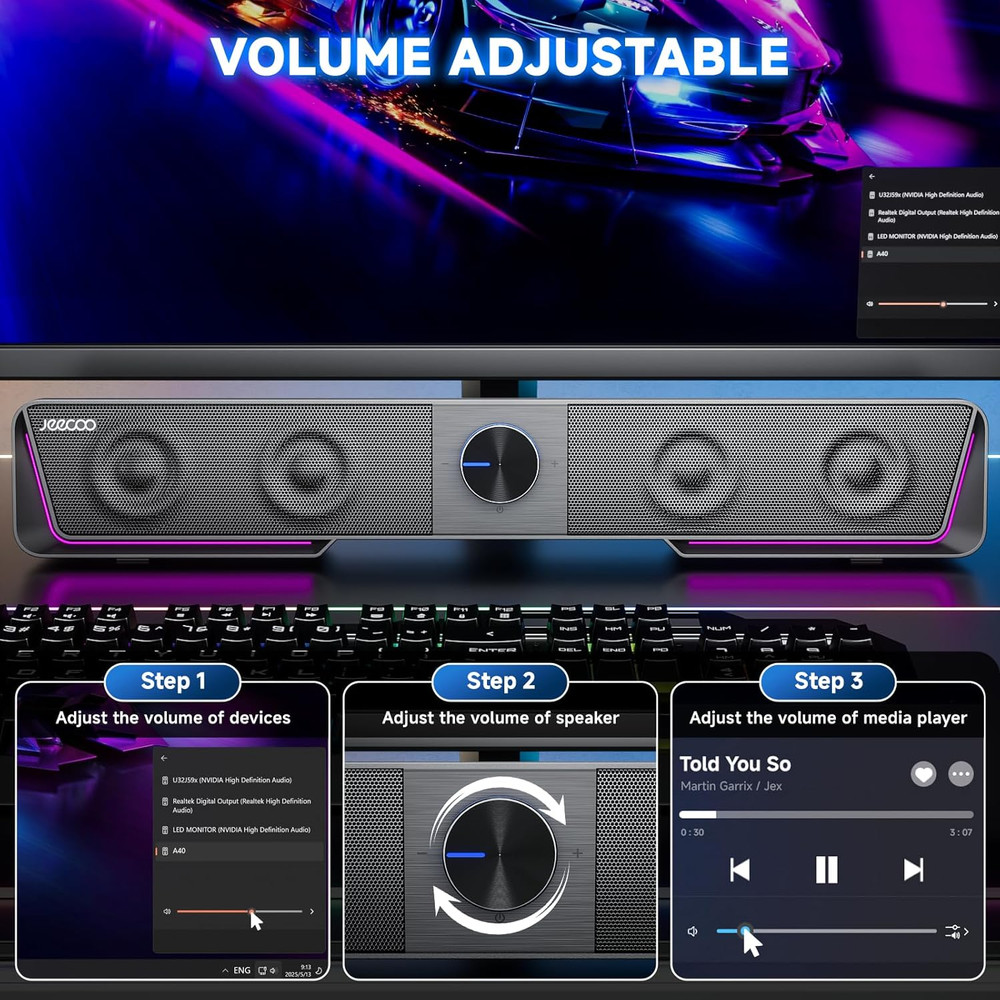 A40 Bluetooth Computer Speakers with Clear Sound, USB Plug & Play PC Speakers