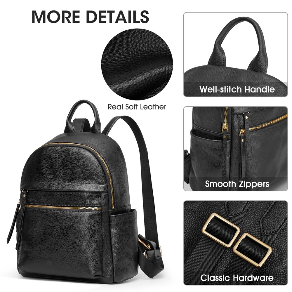 Genuine Leather Backpack Purse for Women Multi-functional Elegant Daypack Sof...