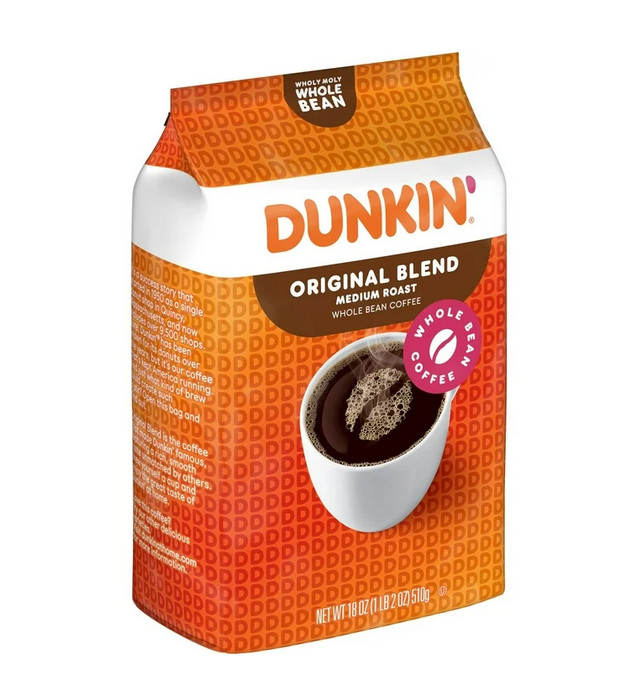 Dunkin’ Original Blend Whole Bean Coffee, Medium Roast, 18 oz Bag
