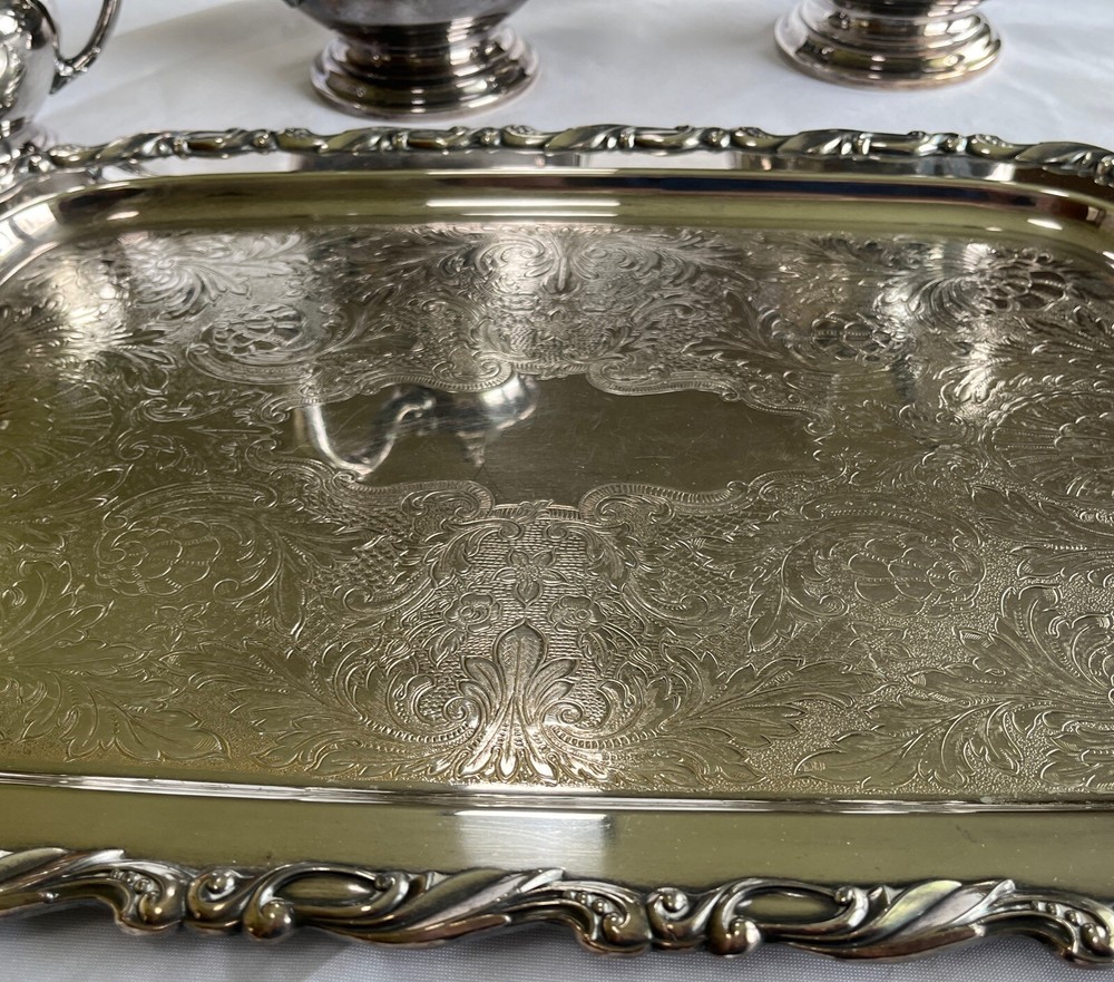 Oneida Silversmiths Sea Crest 5-Piece Tea & Coffee Service Silver-Plated Vintage