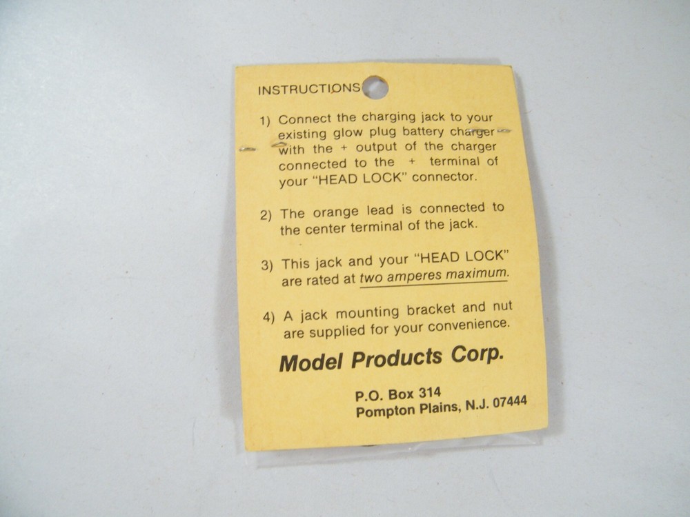 HEAD LOCK RC GLOW PLUG CONNECTOR, CHARGING JACK & REMOTE SINGLE