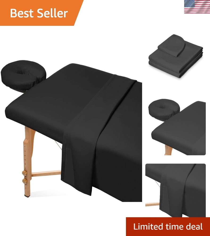 3-Piece Microfiber Massage Table Sheet Set -  Facial Bed Cover - Includes Fla...