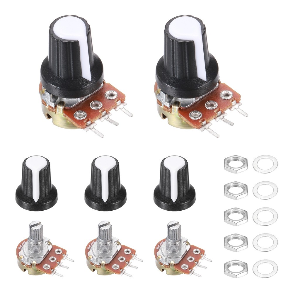 5Pcs WH-148 Potentiometer 3Pins B20K±20% Ohm Variable Resistor with 5 Knobs