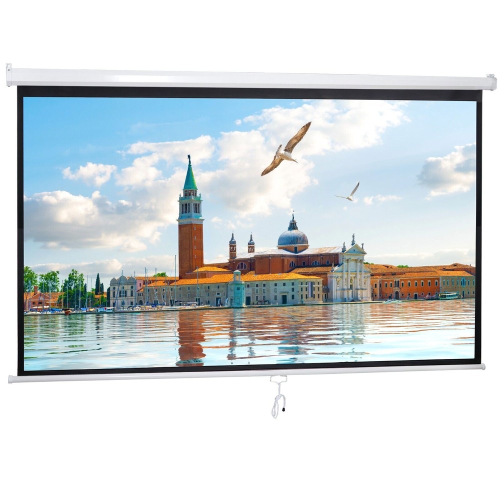 100" Diagonal 16:9 Projection Projector Screen HD Manual Pull Down Home Theater