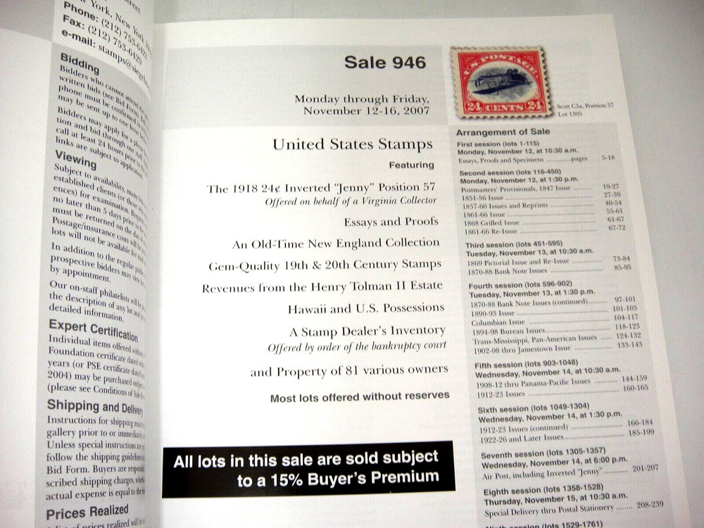 Siegel Auction Catalog United States Stamps Inverted Jenny Essays Hawaii 2007