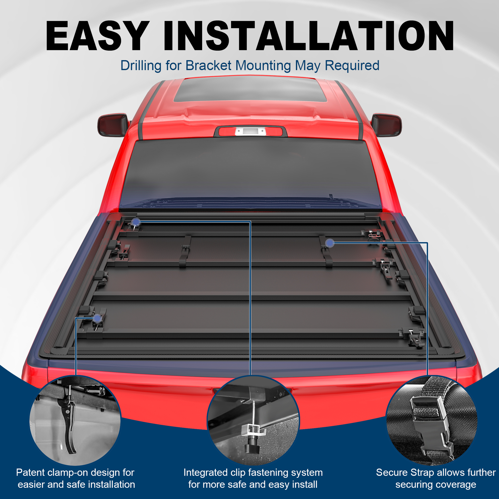 6.4FT/6.5FT 4 Fold Soft Bed Tonneau Cover For 02-23 Ram 1500 03-23 Ram 2500/3500