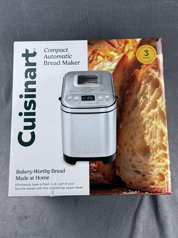 Cuisinart Compact Automatic Bread Maker 2 Lb Silver CBK-110NAS Stainless Steel