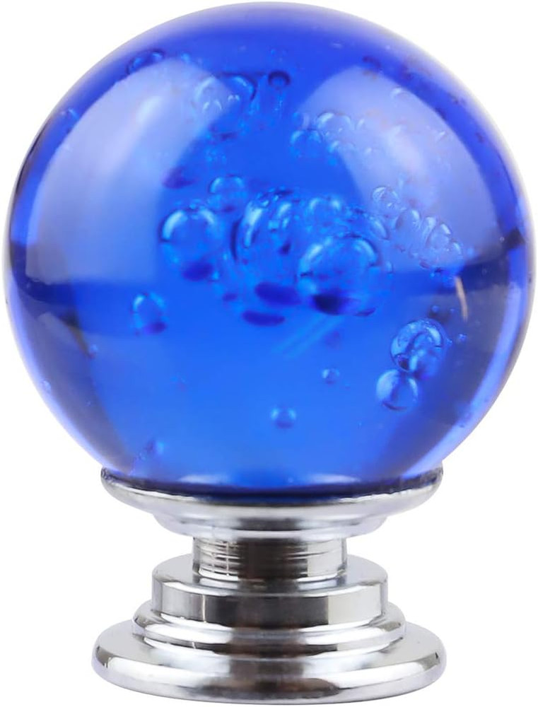12 PCS Crystal Cabinet Knobs Round Glass Bubbles Knobs Smooth Drawer Pulls Handl