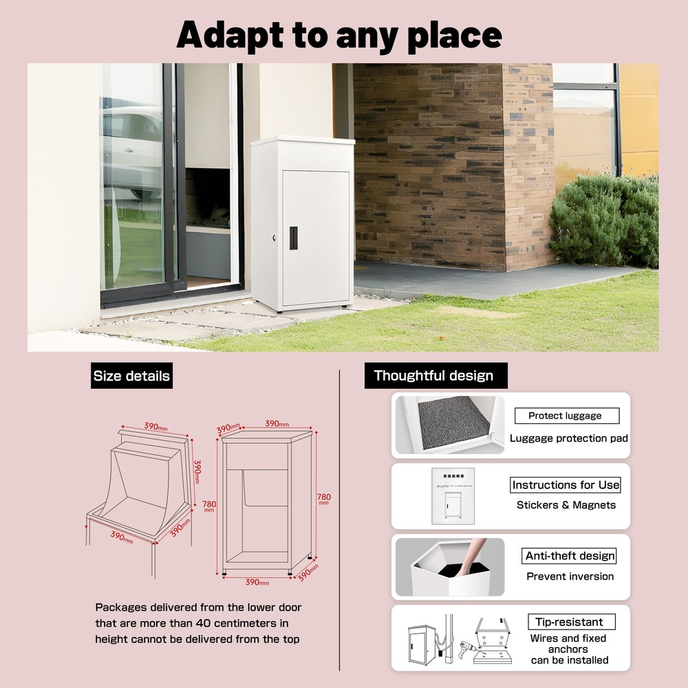 Parcel Boxes,Large Package Drop Boxes, Anti-Theft Parcel Mailbox with Coded Lock