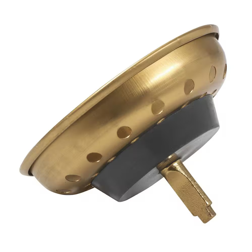 Fixed Post Kitchen Sink Strainer-Brushed with Gold Finish