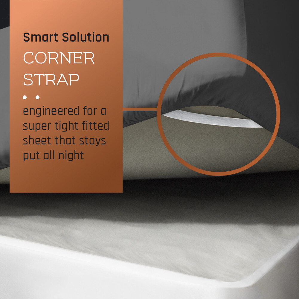 21” Extra Deep Pocket Ultra Soft Fitted Sheet with Corner Straps, Full - Gray