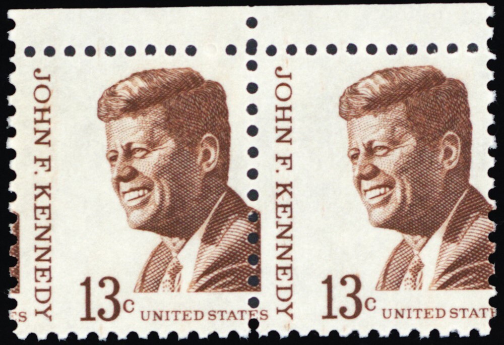 1287, Mint NH 13¢ Large Misperf Shift Error Pair -- JFK - Stuart Katz