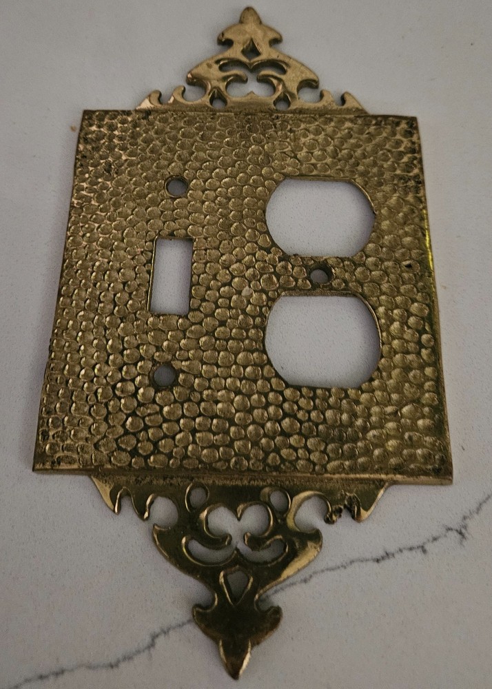 2 Vintage Solid Brass Switch Plate Covers Gothic Japan