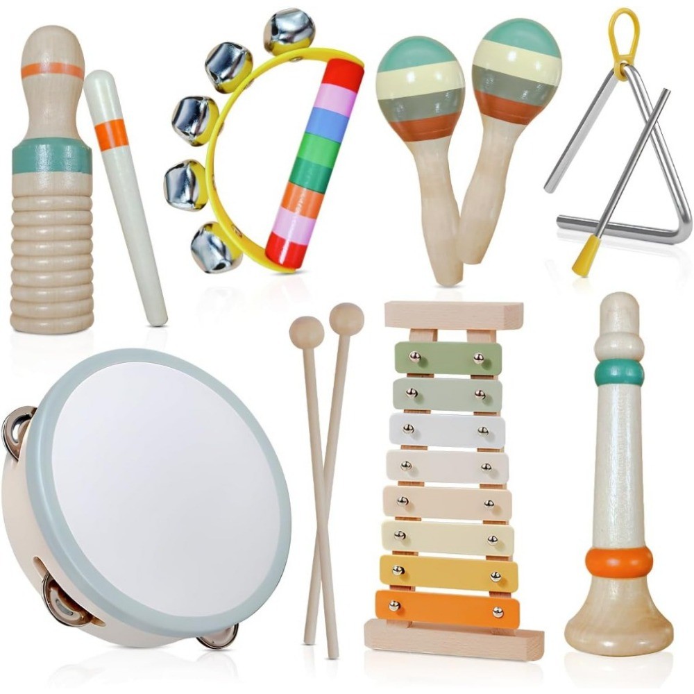 Wooden Musical Instruments Set 12Pcs Montessori Musical Toys for Kids & Toddlers