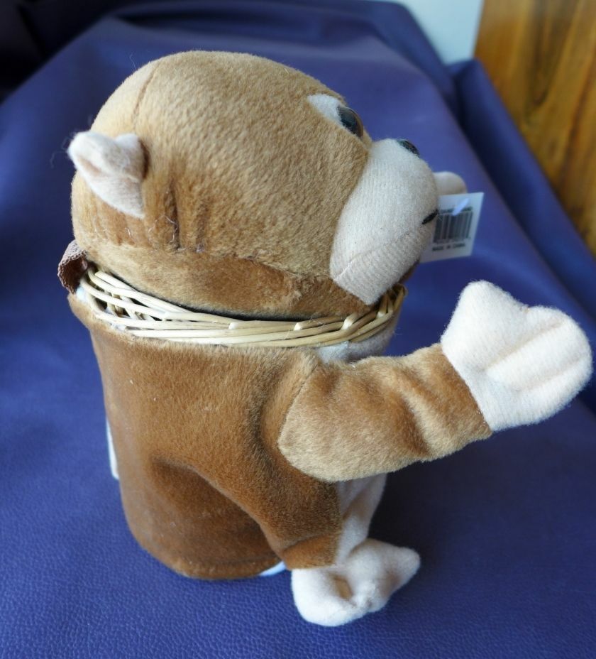 Stuffed Monkey Doll Wicker Basket Toy Decor Presents Candy Treasure Keeper