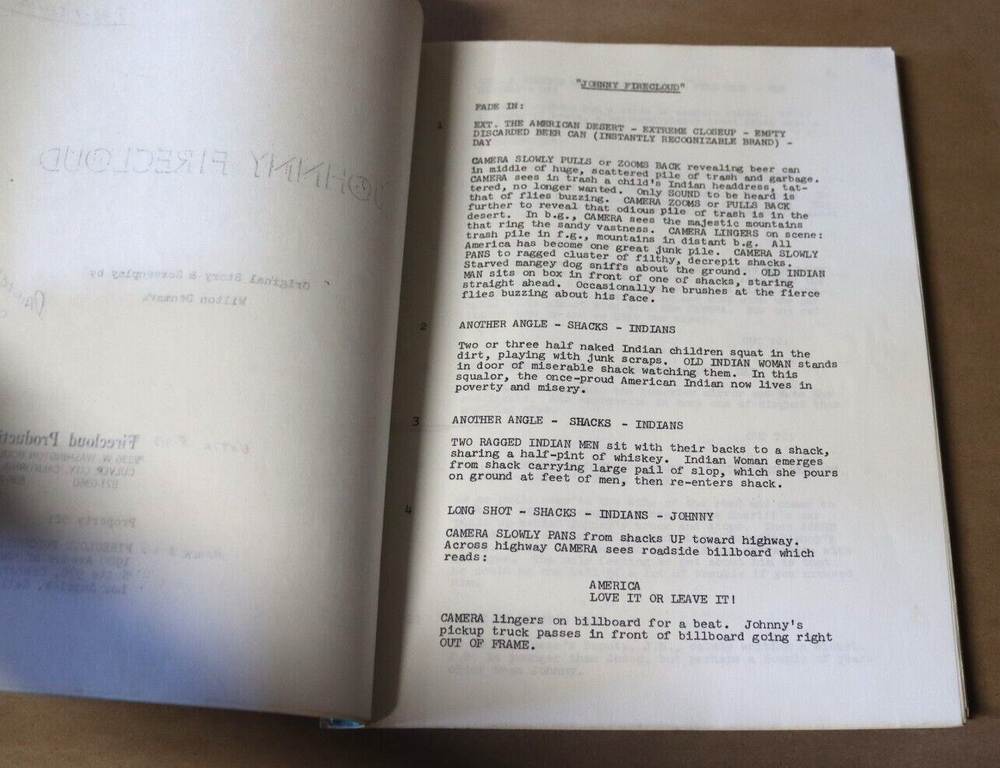 RARE VINTAGE 1975 JOHNNY FIRECLOUD ORIGINAL SCRIPT w/ DIRECTOR NOTES CASTLEMEN