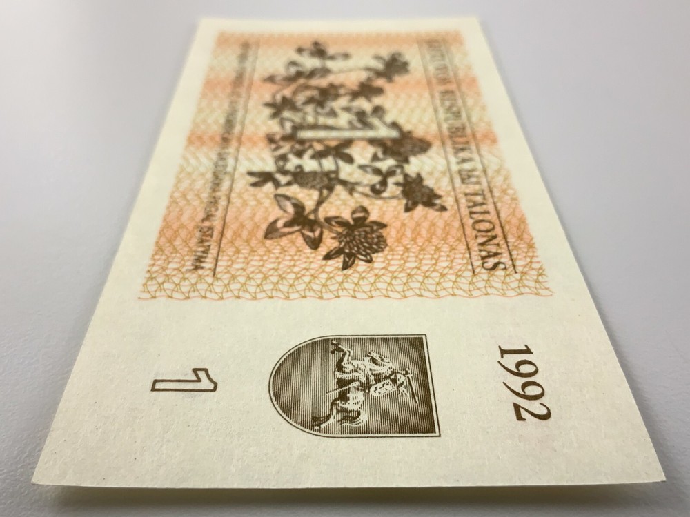 1992 Lithuania One 1 Talonas Uncirculated Banknote X723