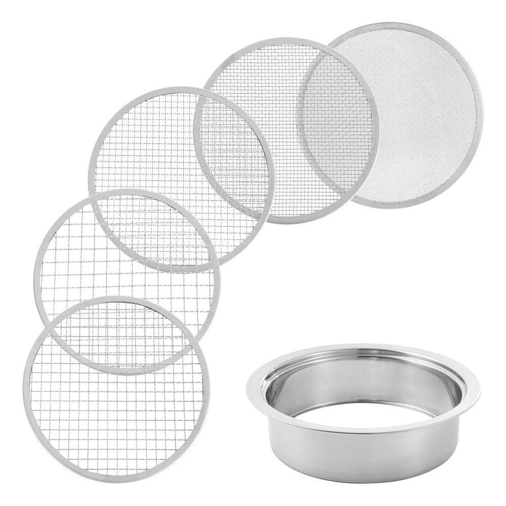 Soil Sifter Soil Sieve Set Fine Mesh with 5 Interchangeable Filter Mesh Sizes