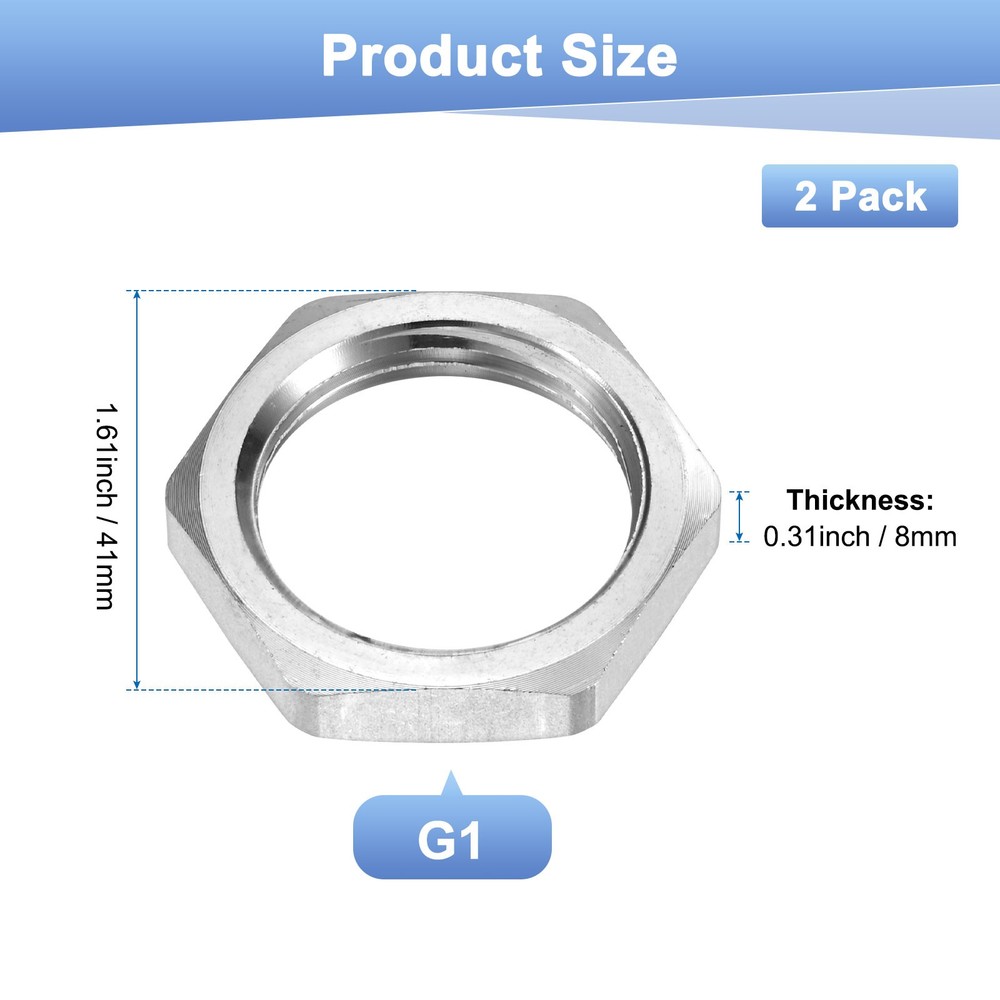 2-Pack Cast Pipe Fitting Hex Locknut, G1 Female Thread Hex Locking Nut