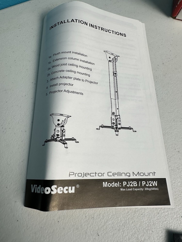 VideoSecu PJ2B Projector Ceiling Mount 44lb Capacity 650mm Extension