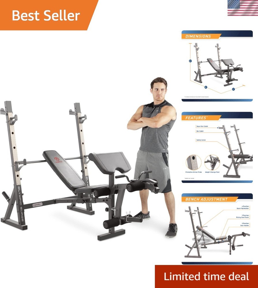 Strength Training Olympic Weight Bench - Compact, Adjustable & Safe for Home Gym