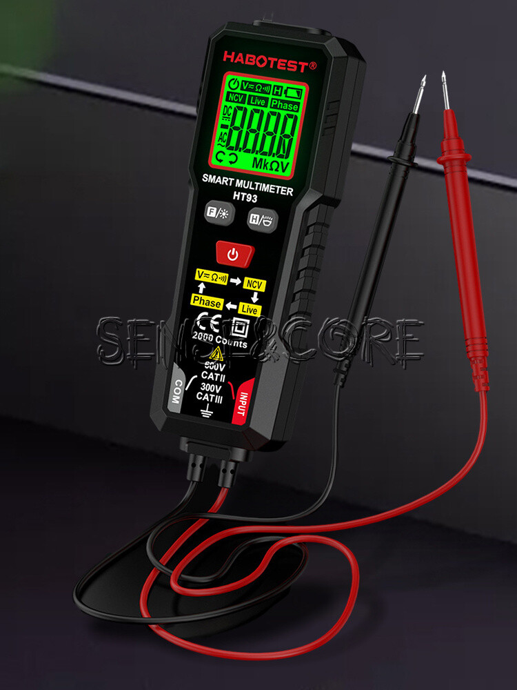 HT93 Digital Multimeter Smart Meter 2000 Counts AC Voltage NCV Tester Car Range-