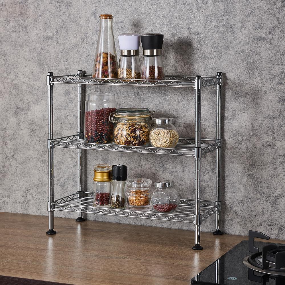 18"x8"x18" 3 Layer Wire Shelving Rack Adjustable Shelf Storage Unit for Kitchen