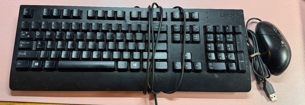 Lenove Corded Keyboard & Logitech Corded Mouse