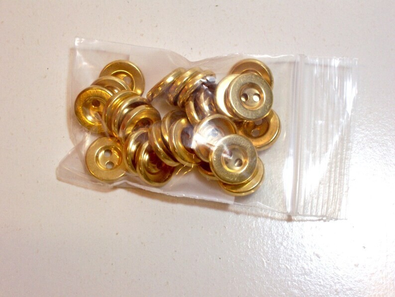Goldtone 2-Hole Round Buttons 9/16" Diameter Metal New Old Stock x 1 Piece Bin B