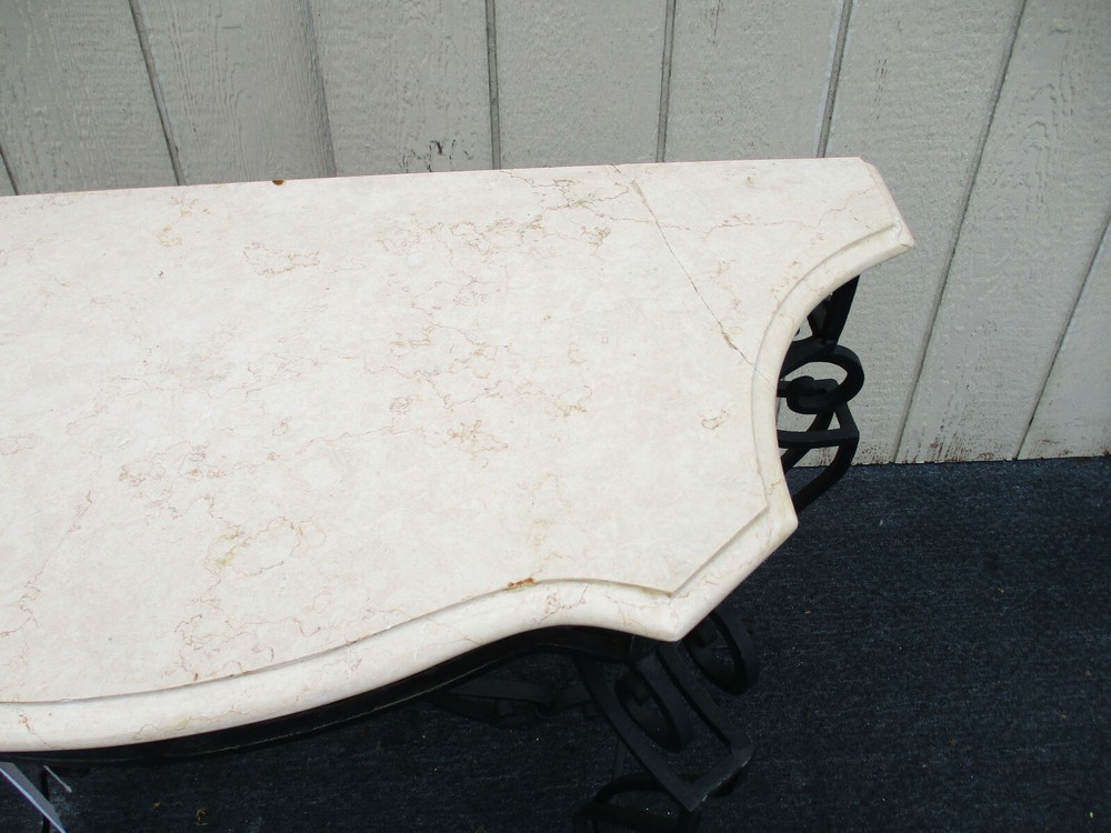 62809 Marble Top Console Table w/ Iron Base