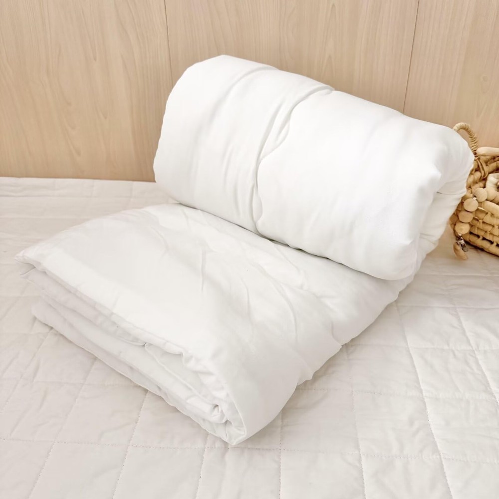Cotton Microfiber Down Alternative Comforter White, Toddler Size Duvet Insert...
