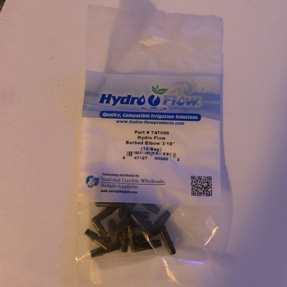Hydro Flow 3/16” Barbed Elbow 747006 Quantity 10