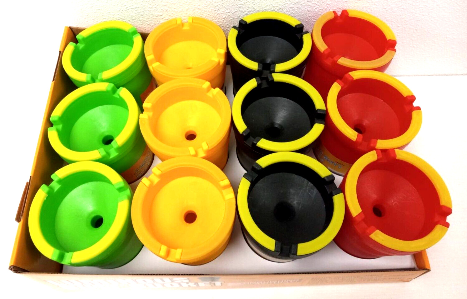 😎 2 X LUMINOUS BUTT BUCKET ASHTRAY 💜💚💛 CAR CUP HOLDER PORTABLE ( 2 PACK )