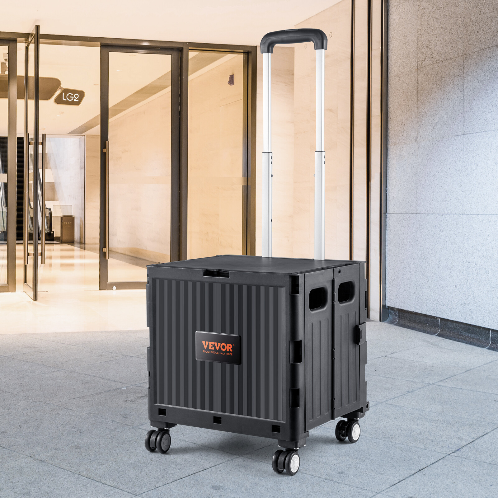 VEVOR 110 lbs Folding Shopping Cart Basket Utility Trolley Laundry Grocery Cart