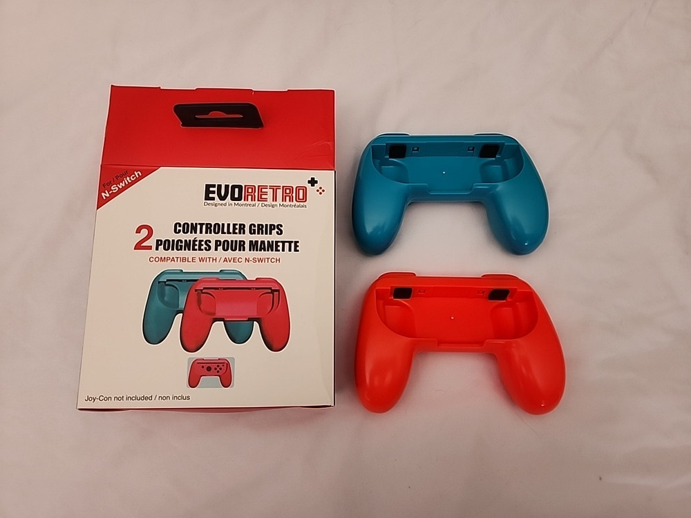 Evoretro 2 Controller grips and 3 Screen Protectors for Nintendo Switch