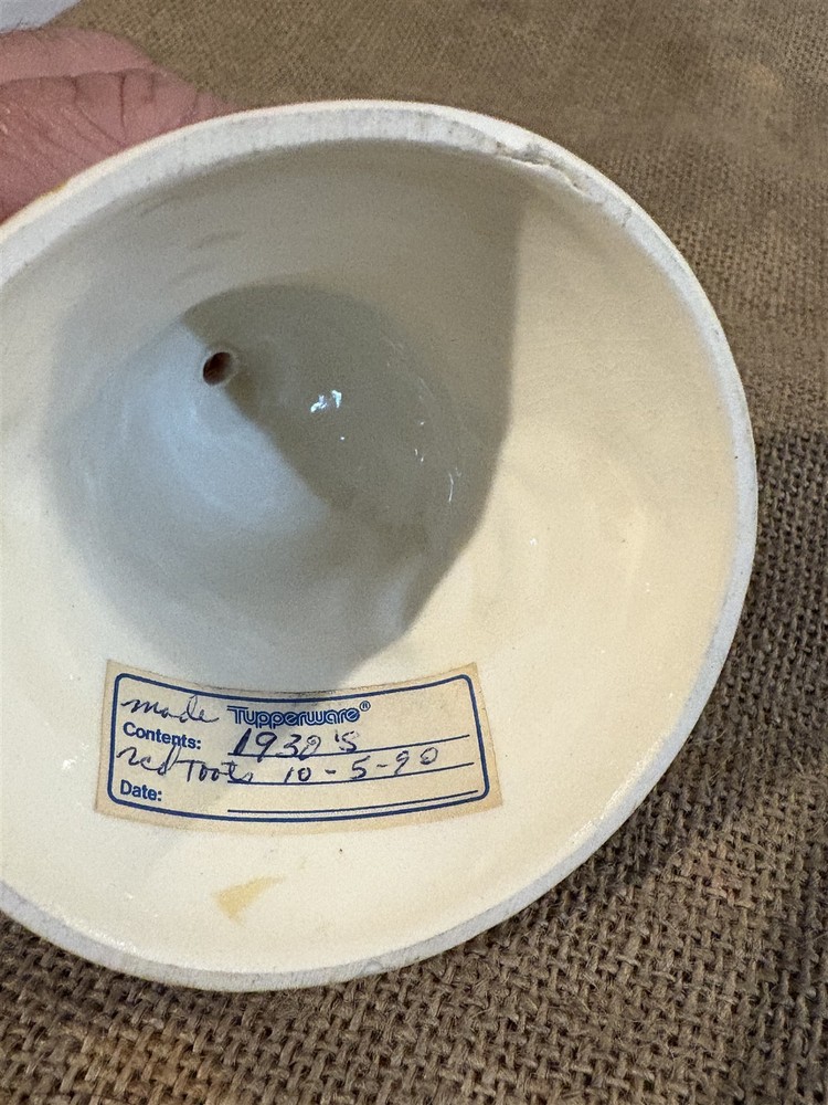 mid-century Hull pottery loop handle bell, 6 inch