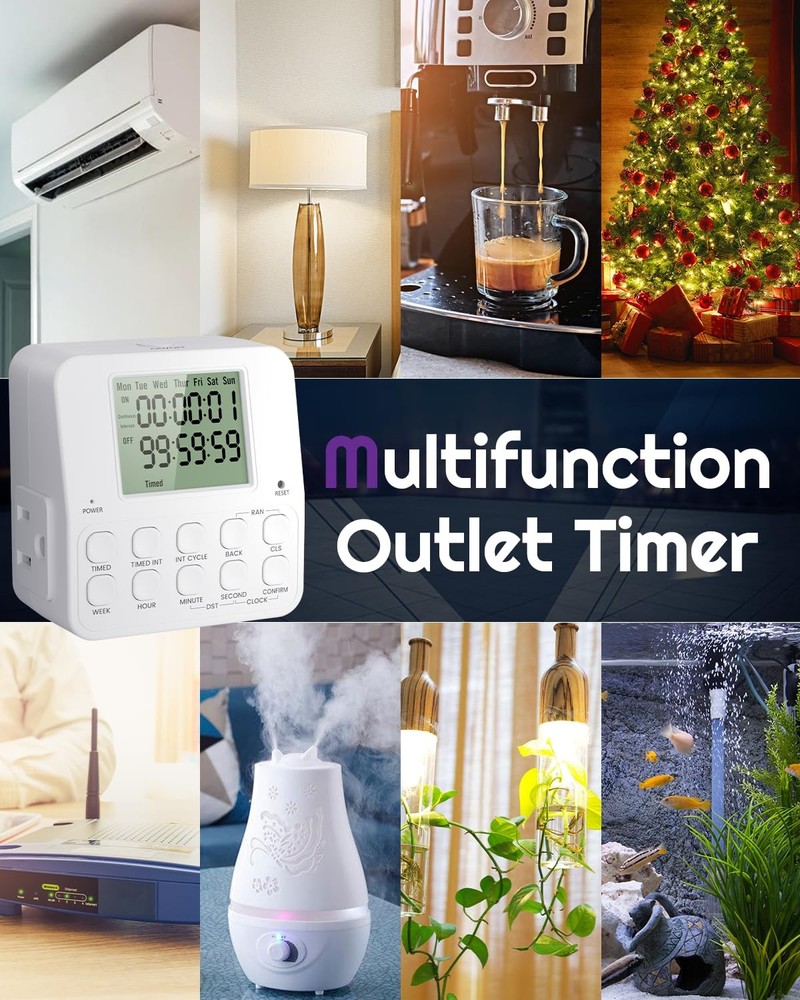 NEARPOW Digital Timer Outlet, Infinite Interval Repeat Cycle 1 Pack, White