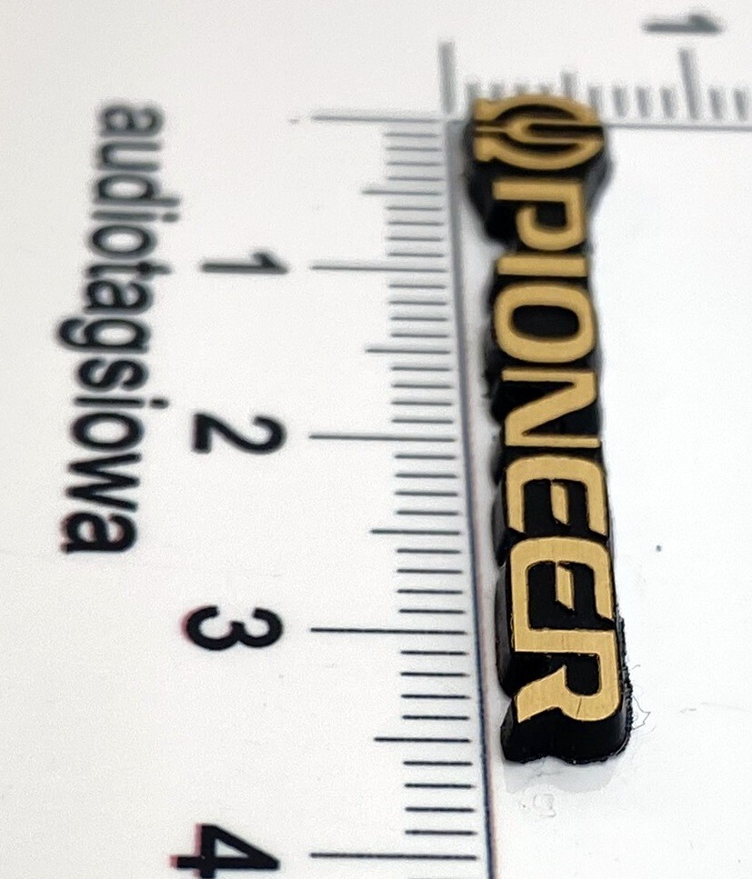 Pioneer Equipment Badge Logo Gold Incised Plastic SMALL 36mm x 6mm