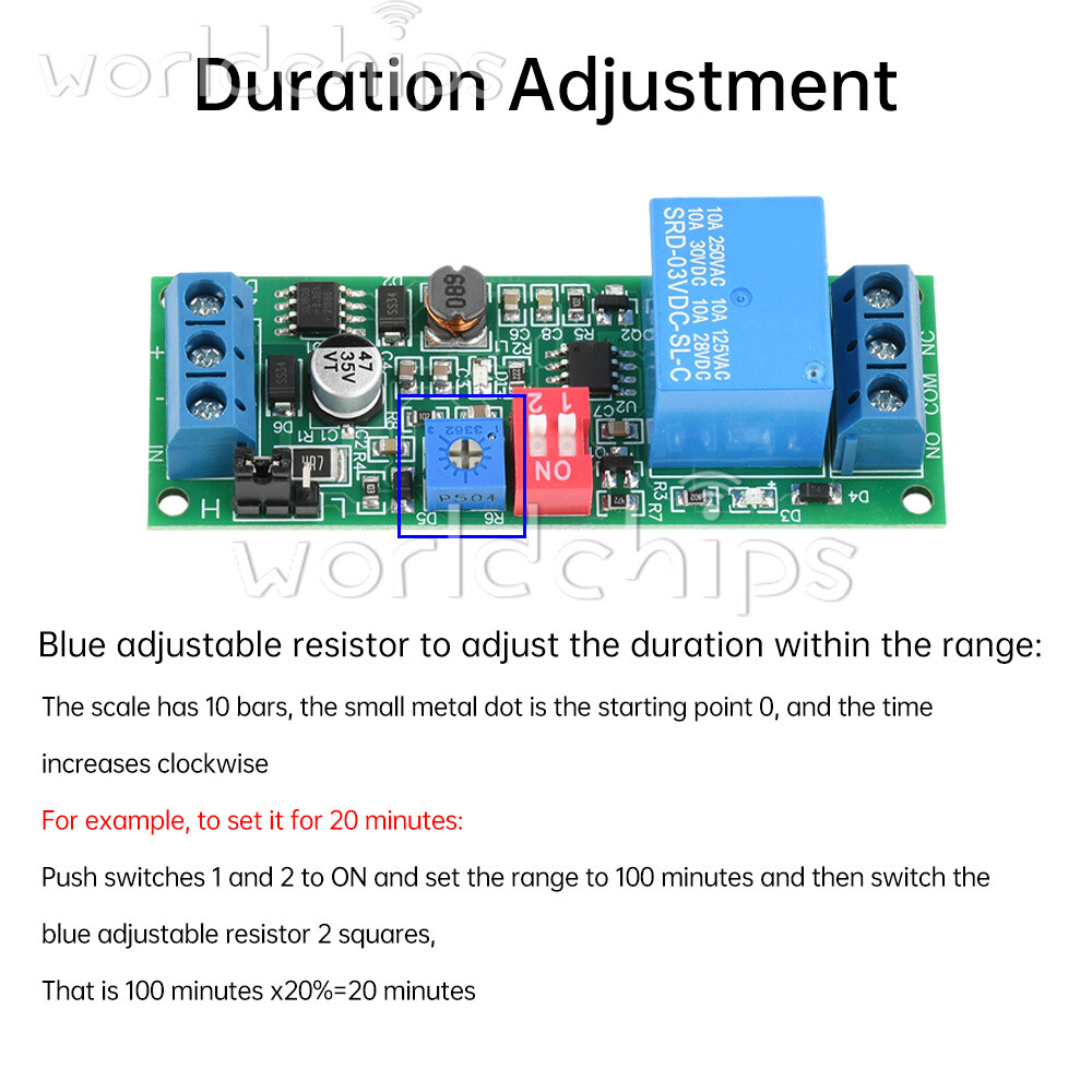 DC 4-30V Power Adjustable Delay Relay Timer Control Module 4 Gear Delay Switch