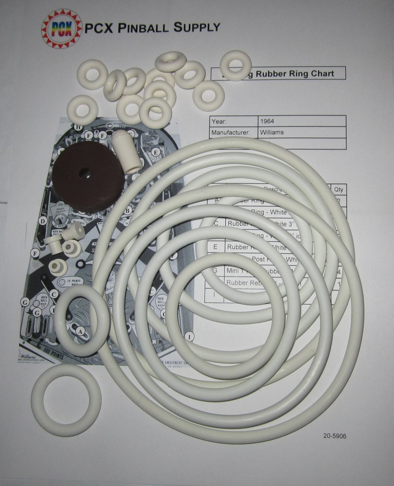 1964 Williams Zig Zag Pinball Machine Rubber Ring Kit