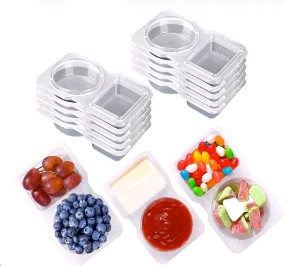 10 Sets Reusable Snack Containers With Lids – Two-Compartment